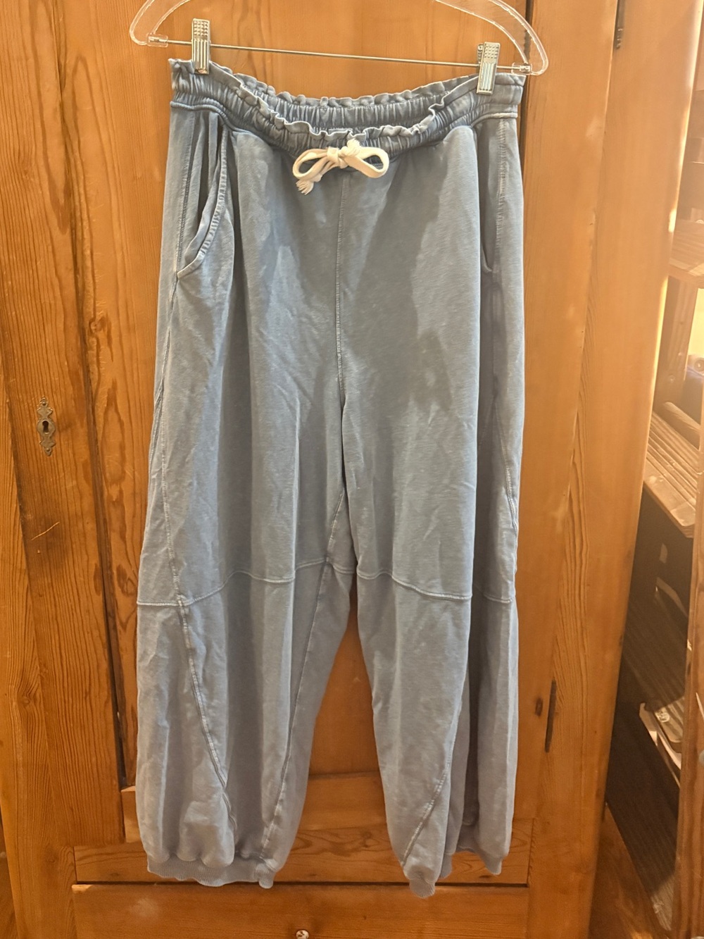 aerie Light Blue Elastic Waist Barrel Leg Oversized Joggers/Sweatpants sz Sm - Picture 4 of 5